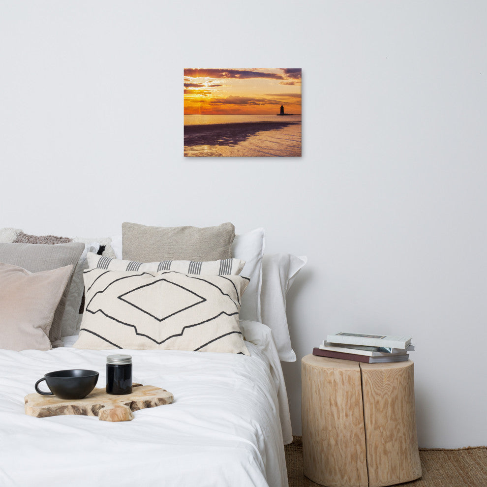 Cape Henlopen Sunset Coastal Landscape Photo Canvas Wall Art Print, 18" X 24"