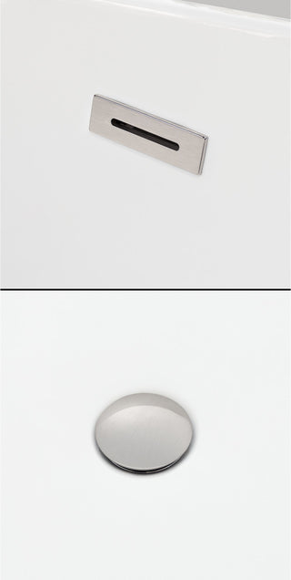 Melody 60" Freestanding White Bathtub, Brushed Nickel Drain