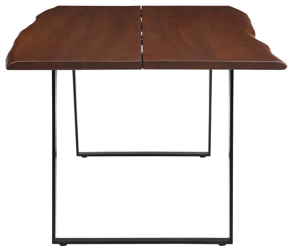Viggo 74" Live Edge Acacia Wood Dining Table, Black Walnut
