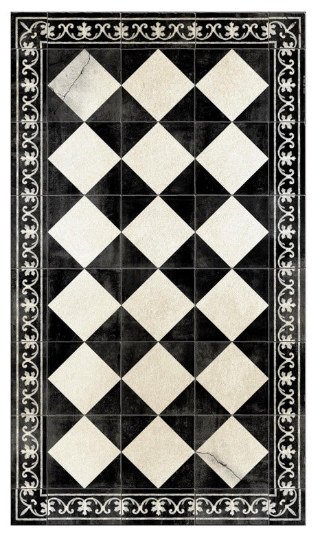 Beija Flor Gambit Chess Antique Vinyl Floor Mat, 28"x48"