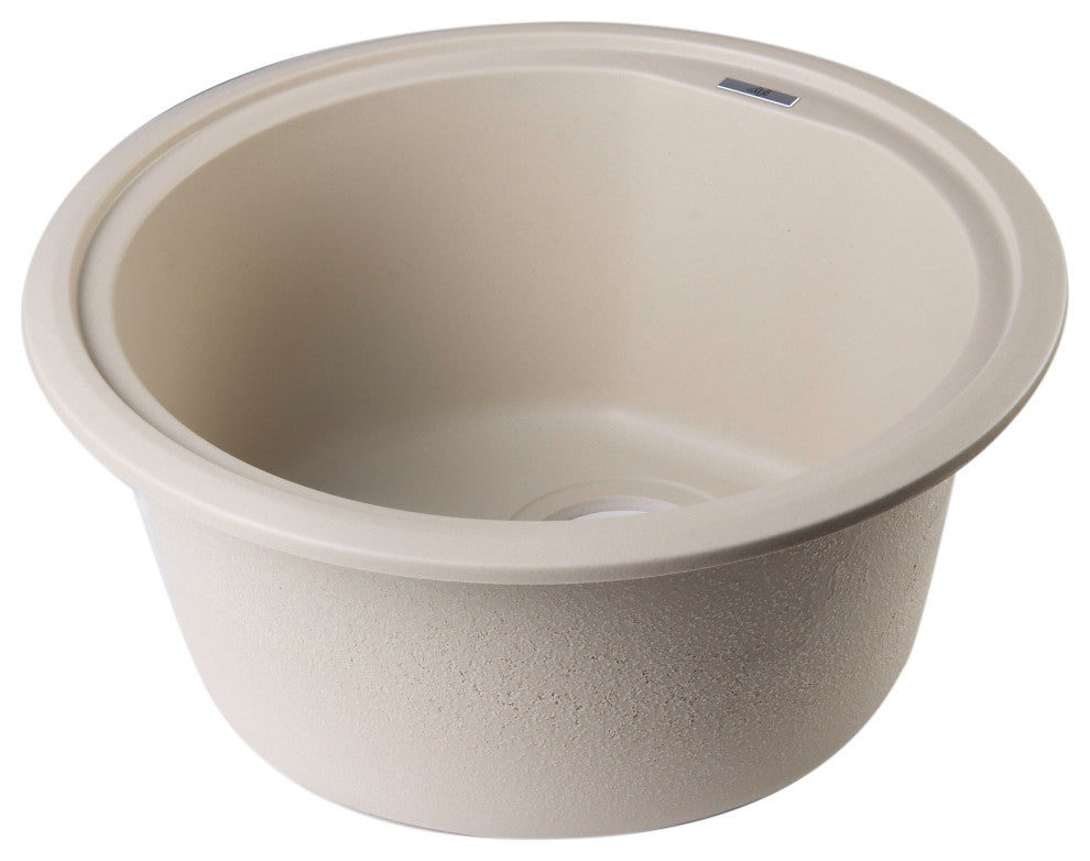 ALFI brand AB1717DI-B Biscuit 17" Drop-In Round Granite Kitchen Prep Sink