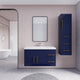 Rosa 42" Wall Mounted Modern Vanity, High Gloss Night Blue, White Top