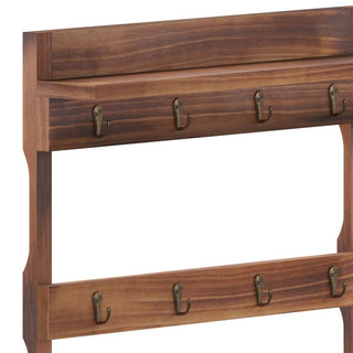 Campbell Wooden Wall Mount Mug Rack, Rustic Brown