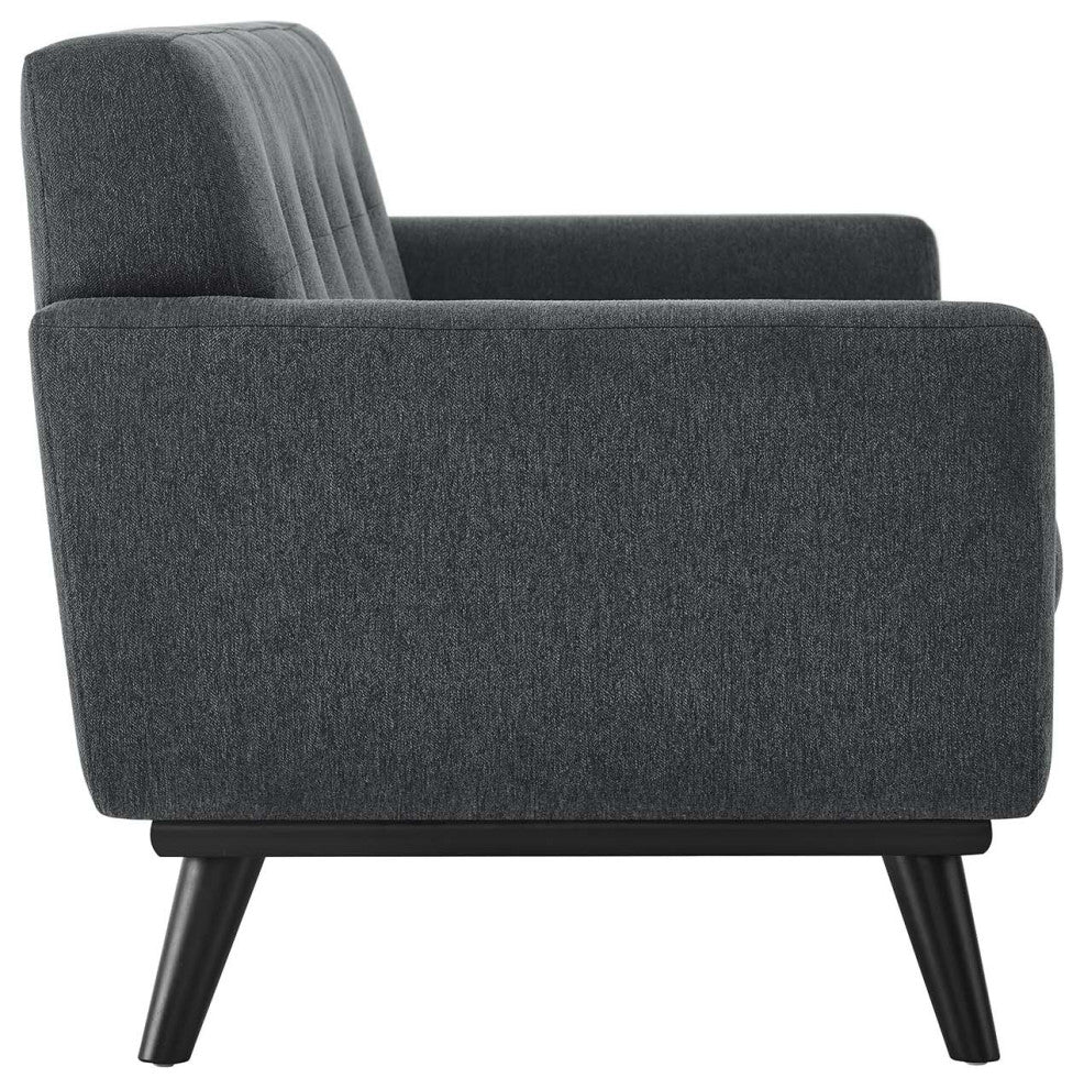 Engage Herringbone Fabric Loveseat, Charcoal