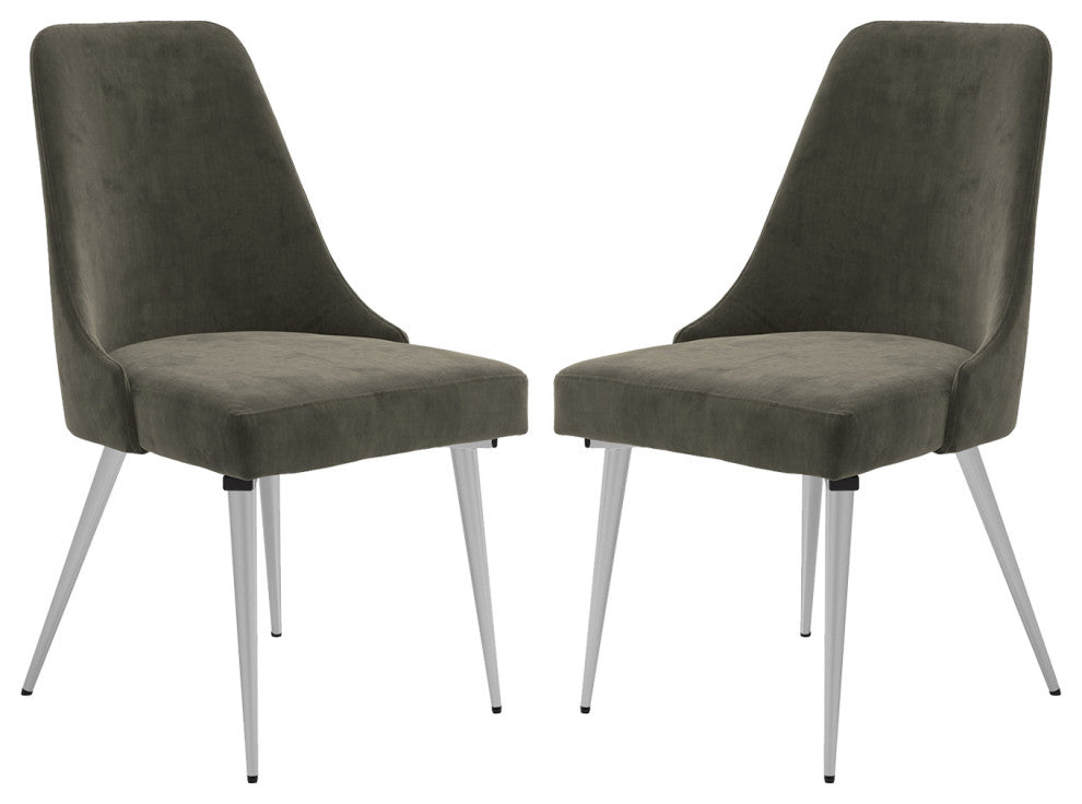 Set of 2 Dining Side Chair with Metal Legs, Loden and Chrome