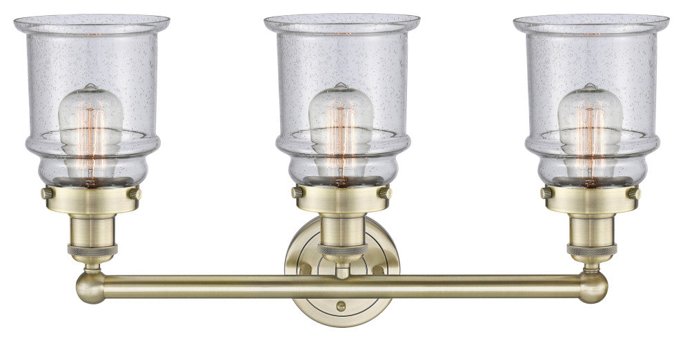 Canton 3-Light 24" Bath Vanity Light, Antique Brass Finish, Seedy Shade