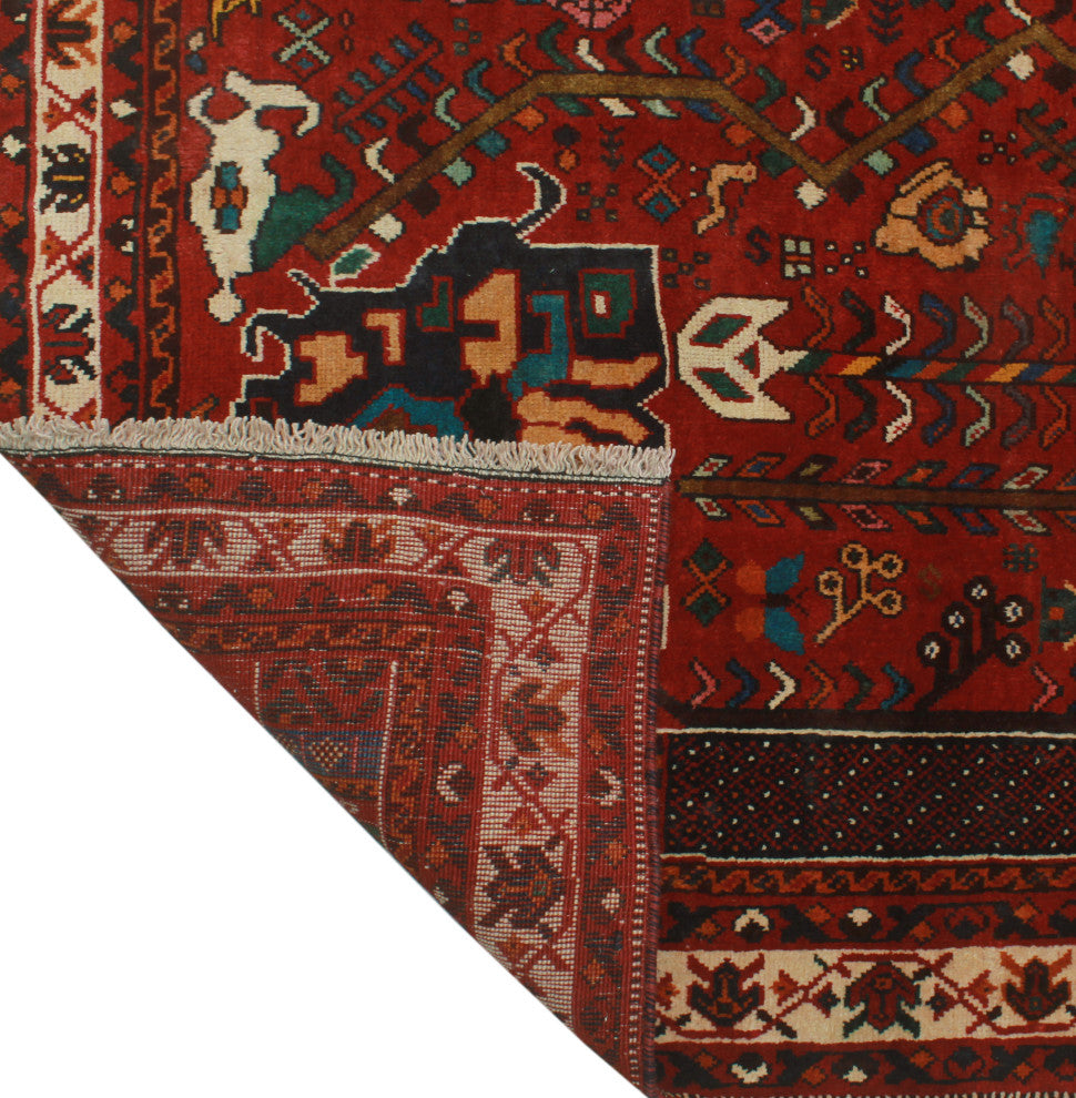 Fine Vintage Distressed Femi Red Rug