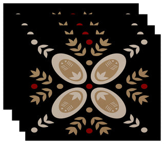 Decorative Holiday Placemat, Set of 4 Geometric, Black