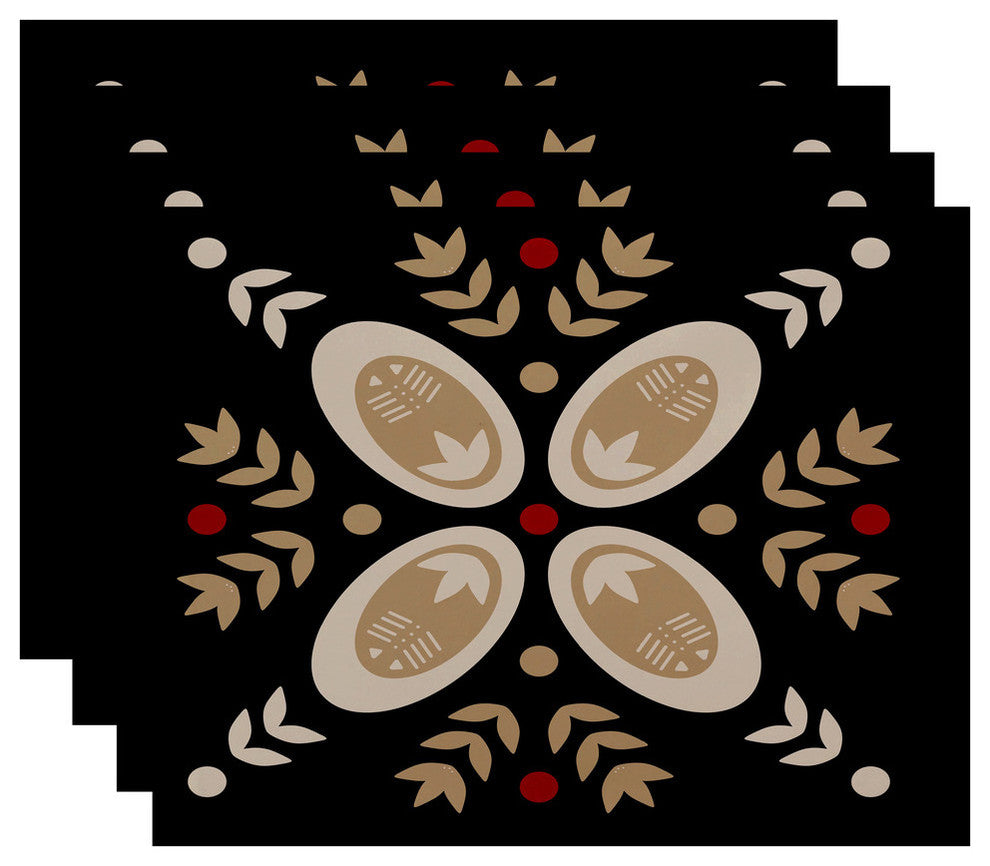Decorative Holiday Placemat, Set of 4 Geometric, Black