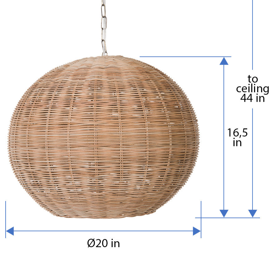 Panay Wicker Ball Pendant Lamp, Natural