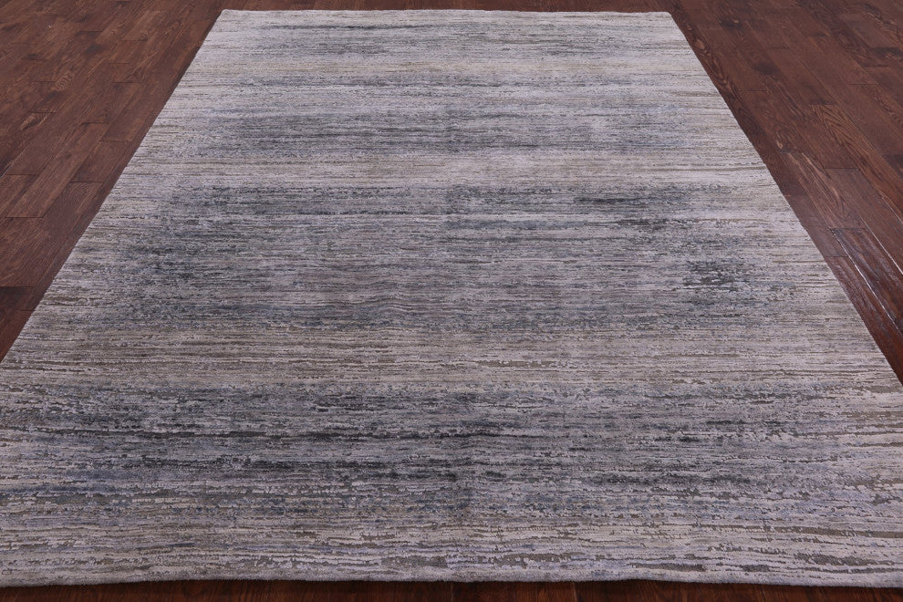 7' 10" X 10' 0" Wool and Silk Modern Handmade Rug Q9039