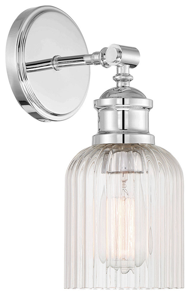 1-Light Wall Sconce, Matte Black, Chrome