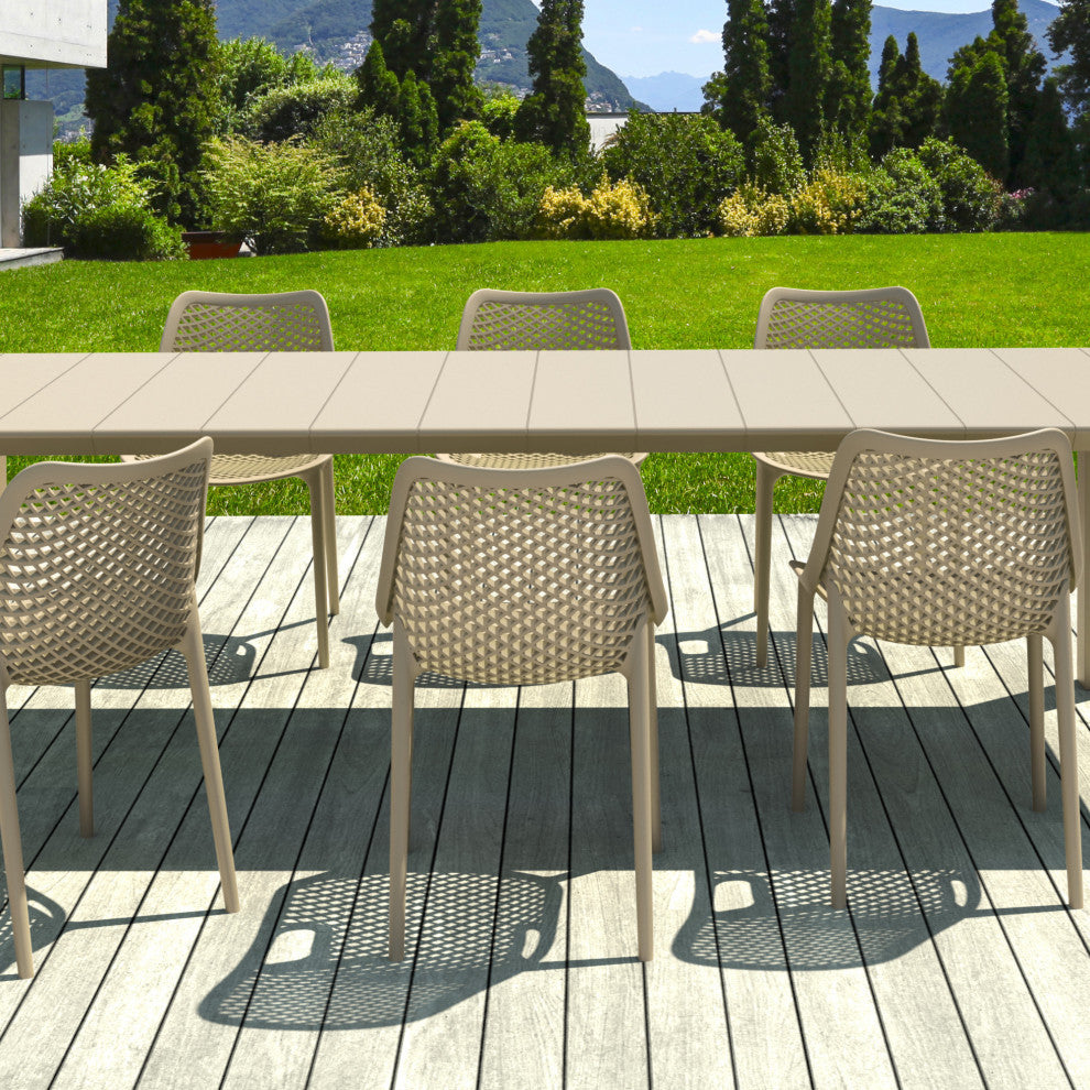 Air Extension Dining Set 9-Piece Taupe