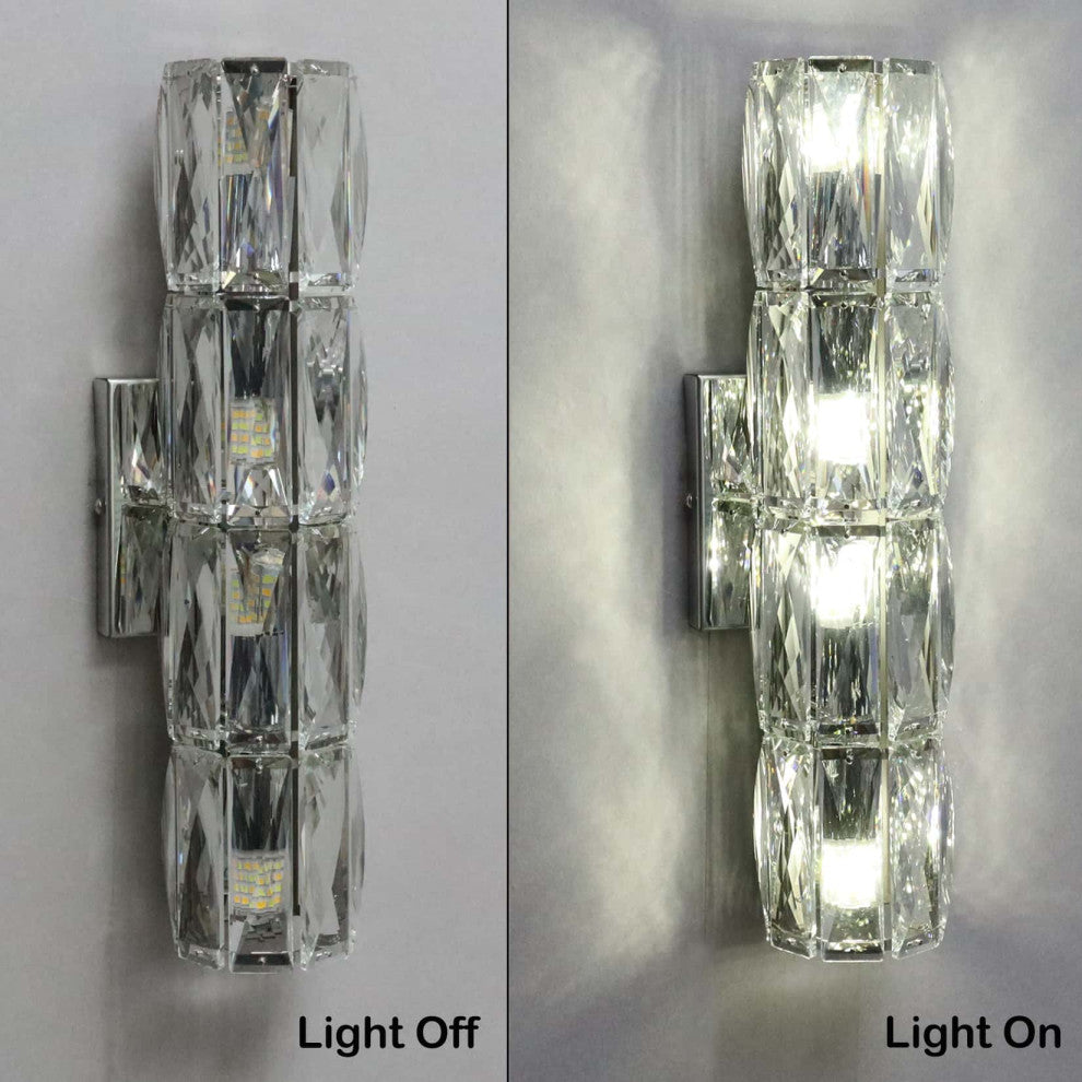 Wall Sconce Modern Crystal Light Bathroom Wall Lighting, Chrome, 4-Light