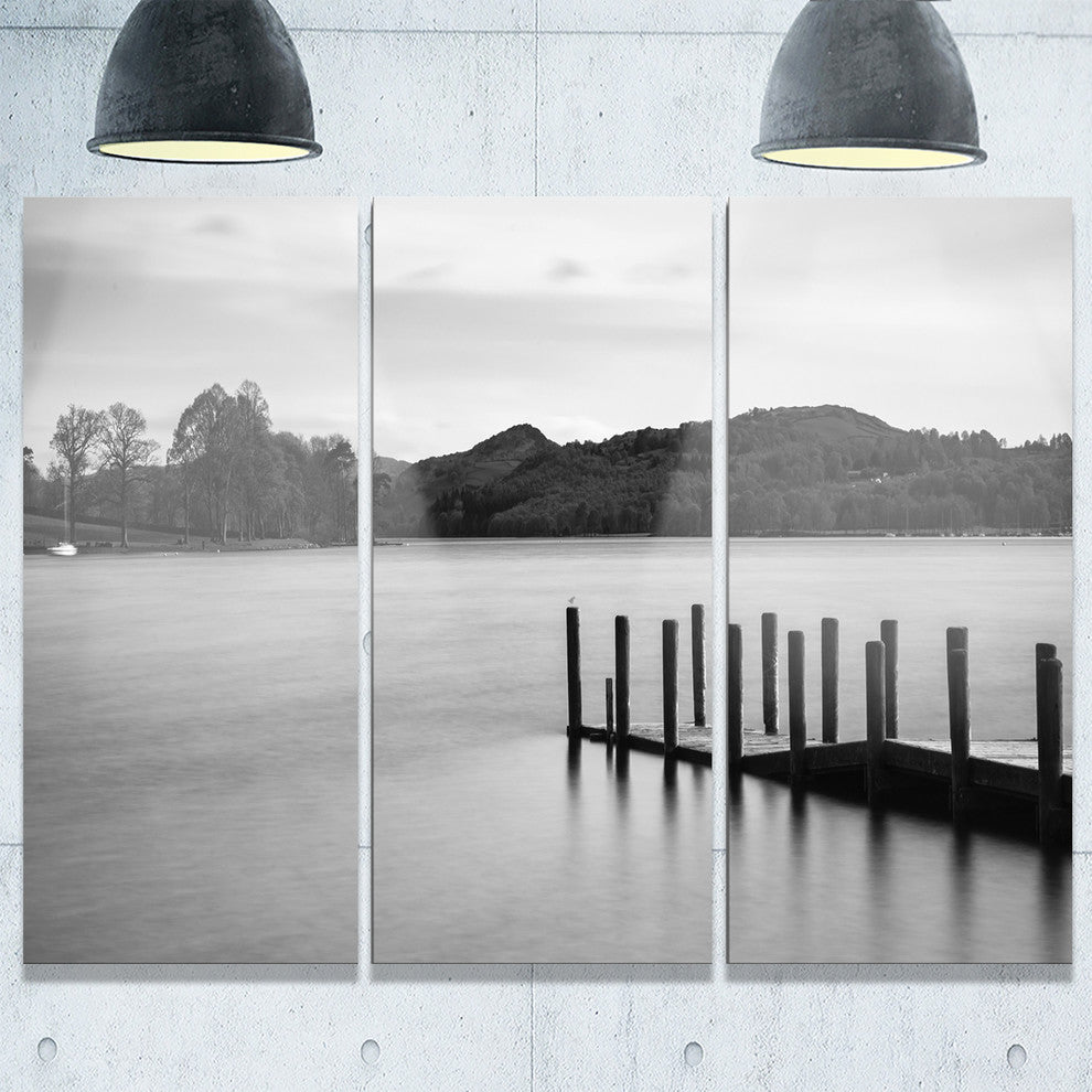 "Pier Over Coniston Water Panorama" Metal Wall Art, 3 Panels, 36"x28"