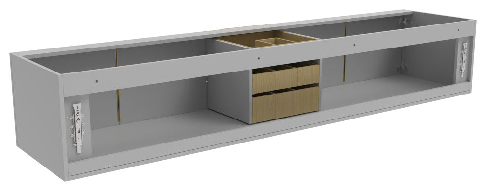 CastelloUSA Alpine 84" Wall Mounted Vanity, Base Only, Gray, Gold Handles