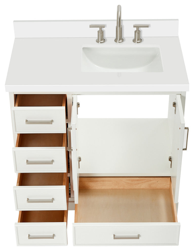 Ariel Stafford 37" Single Right Offset Rectangle Sink Bathroom Vanity