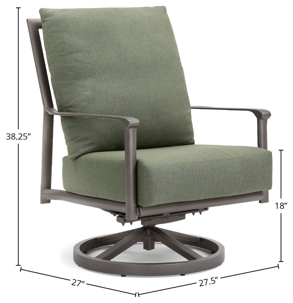 Aspen Cushion Outdoor Resort-Grade High Back Swivel Rocker Lounge Chair, Brown