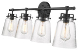 4 Light 31.4" Matte Black Vanity Light
