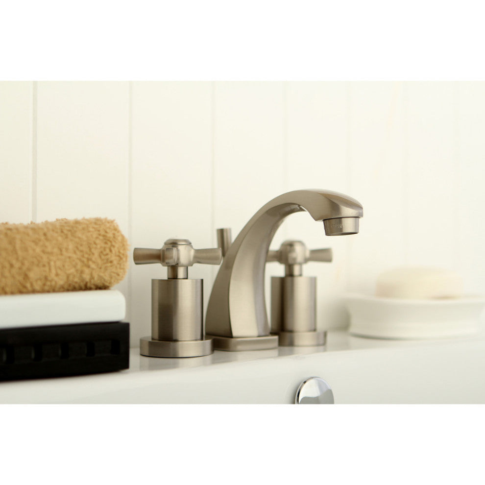 Kingston Brass Widespread Bathroom Faucet With Brass Pop-Up, Brushed Nickel