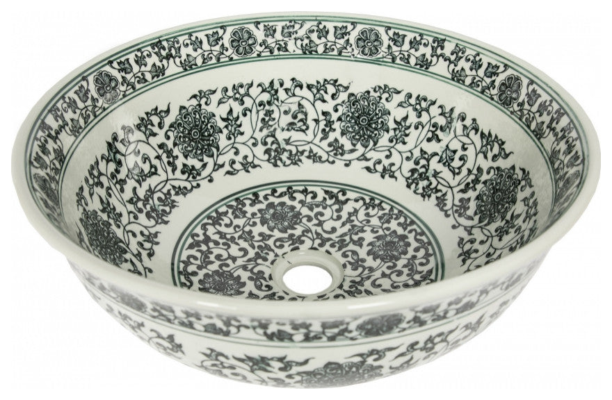 Eden Bath EB_PS06 Ming Dynasty Decorative Porcelain Sink in Black