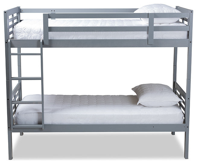Baxton Studio Liam Modern and Contemporary Grayed Wood Twin Size Bunk Bed