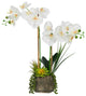 Artificial Phalaenopsis Orchids With Succulents Floral Arrangement, Pot