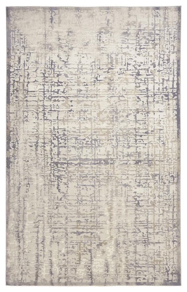 Weave & Wander Vanhorn Distressed Abstract Rug, Beige, 6'7"x9'6"