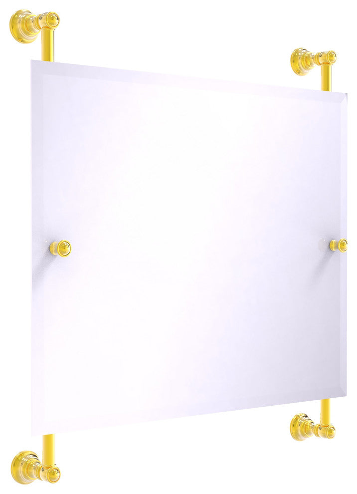 Carolina Landscape Frameless Rail Mounted Mirror, Polished Brass