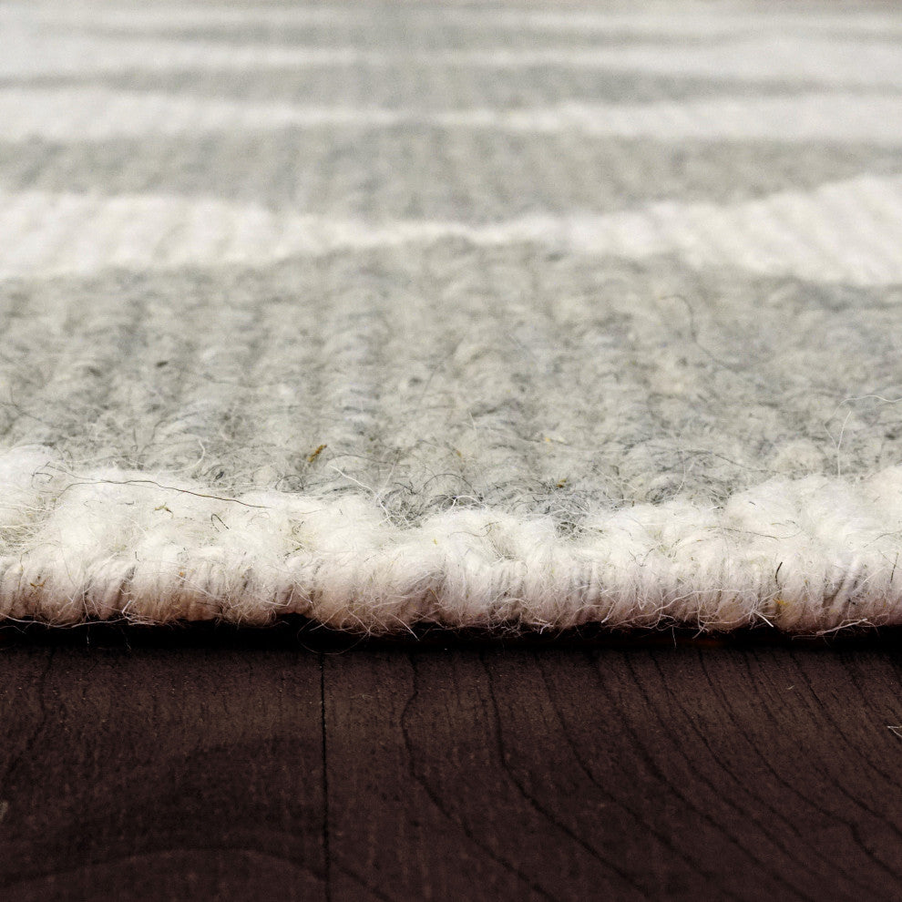 Dynamic Rugs Ava Wool Handmade Area Rug, Ivory Gray, 8'x10'