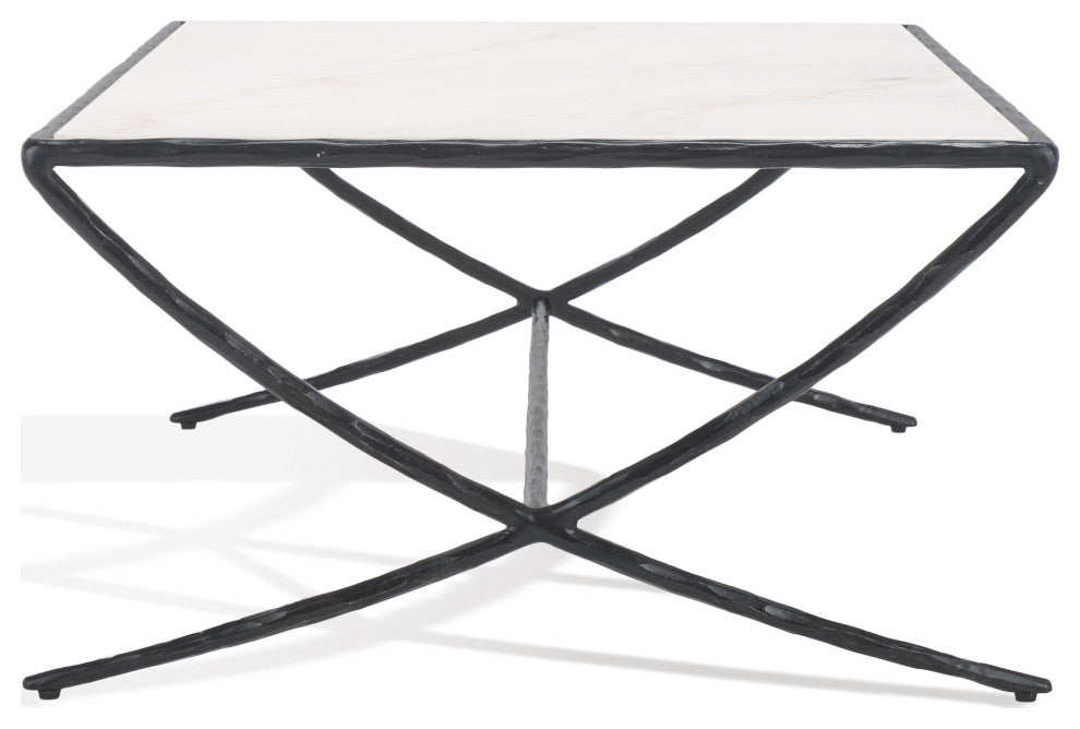 Safavieh Couture Debbie Rectangle Metal Coffee Table, Black/White