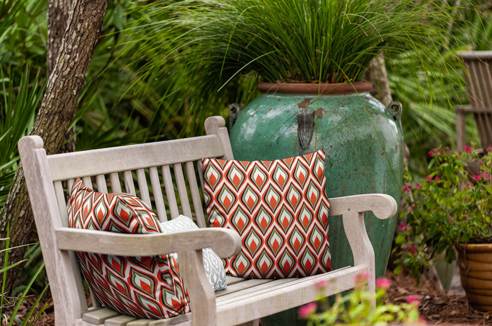 Feathers Indoor/Outdoor Throw Pillow, Harvest Orange, 18"x18"