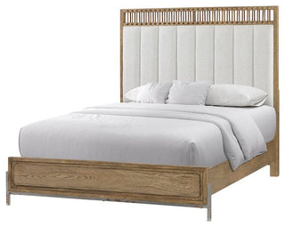 Aurora Queen Uph & Leather Panel Bed