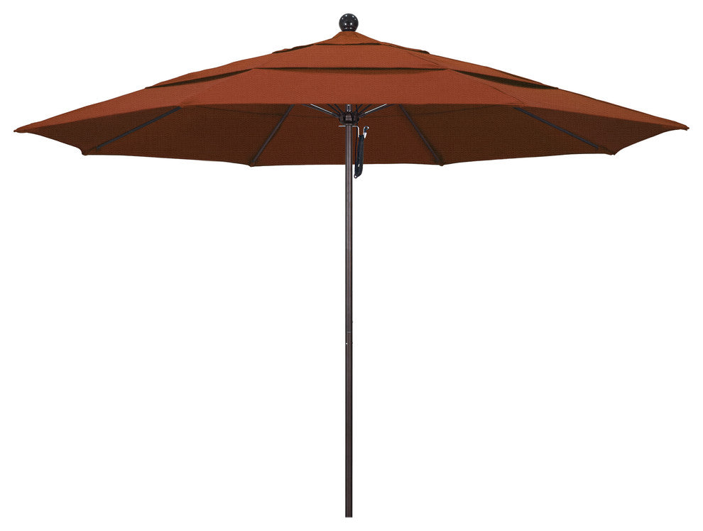 11' Fiberglass Umbrella Bronze, Olefin, Terracotta, 11'
