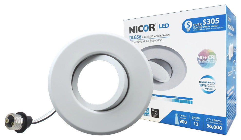 LED Adjustable Downlight Kit for 5" or 6" Housings, White, 4000k