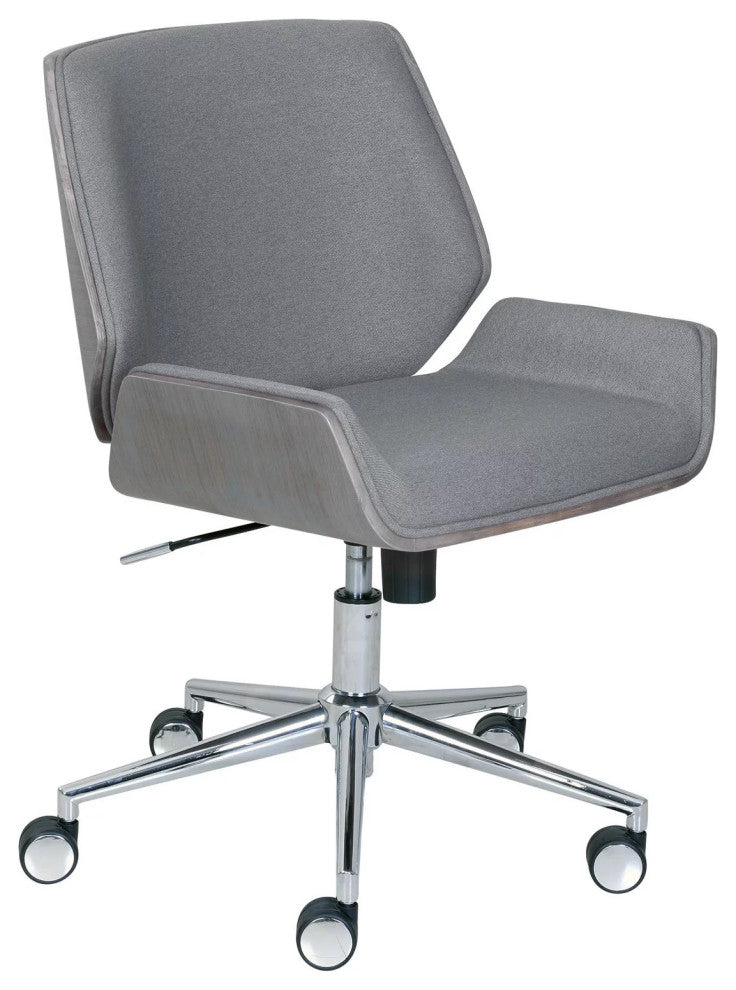 Retro Modern Office Chair, Adjustable Bentwood Seat With Padded Cushions, Gray