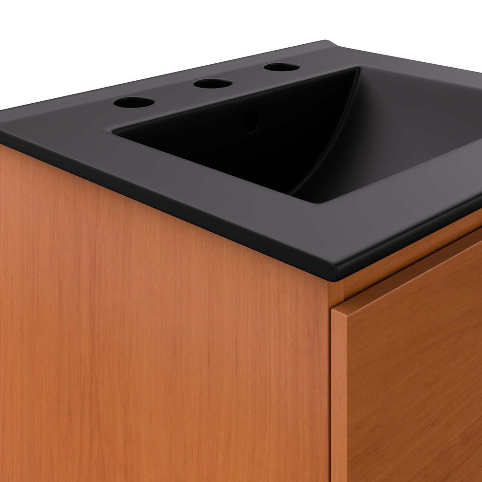 Scenic 18" Wall-Mount Bathroom Vanity, Cherry Black