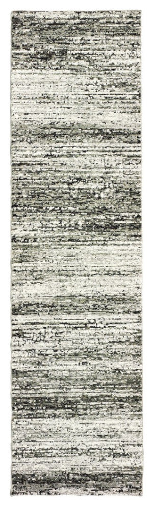 HomeRoots 8' Distressed Ash and Charcoal Abstract Indoor Runner Rug