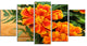 Marigold Flower on Wooden Background, Floral Canvas Art Print, 60"x32", 5 Panels