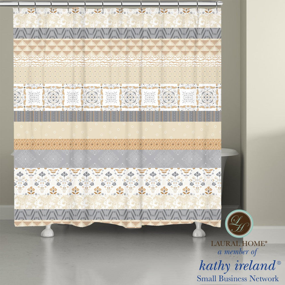 Laural Home Kathy Ireland Peaceful Elegance Stripe Shower Curtain
