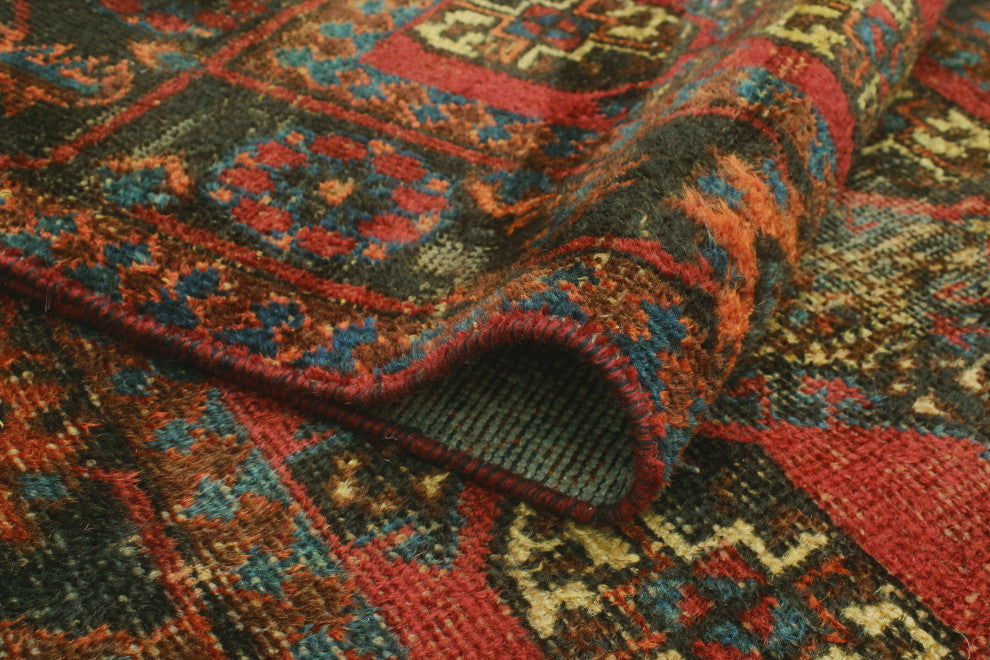 Vintage Distressed Reina Red/Charcoal Runner, 3'1x11'3