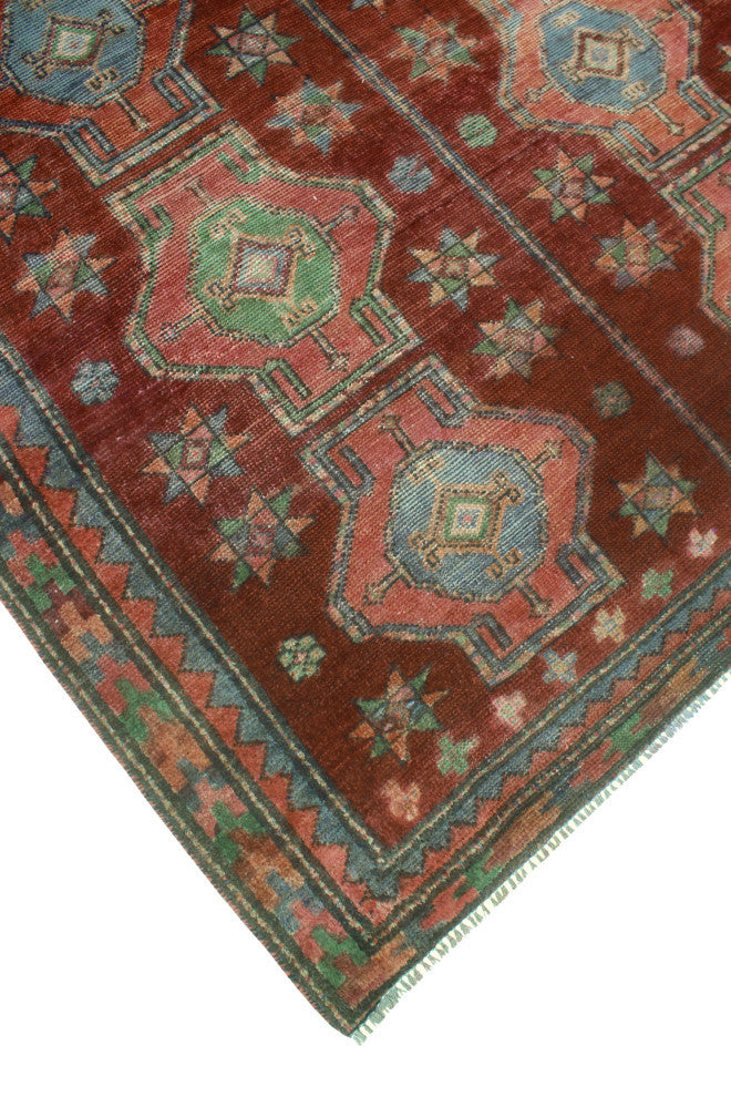 Vintage Distressed Husniye Burgundy/Rust Runner, 4'3 x 9'0