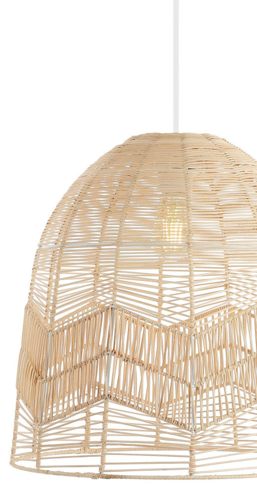 Nova 20.25" 1-Light Rattan 180" Plug-In or Hardwired LED Pendant, Brown, Sofia