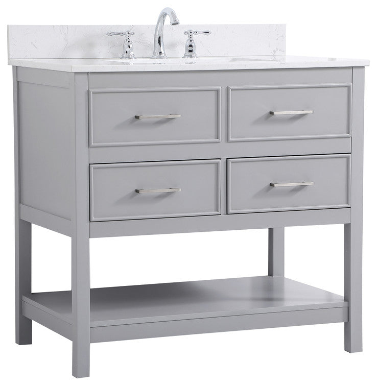 Skylar 36" Single Bathroom Vanity, Gray, With Backsplash