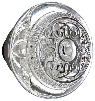 Deco Plate Passage Crystal Egg and Dart Knob, Timeless Bronze, 2.375"