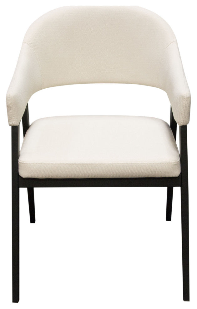 Adele Dining Accent Chairs, Set of 2, Cream Fabric, Metal Frame