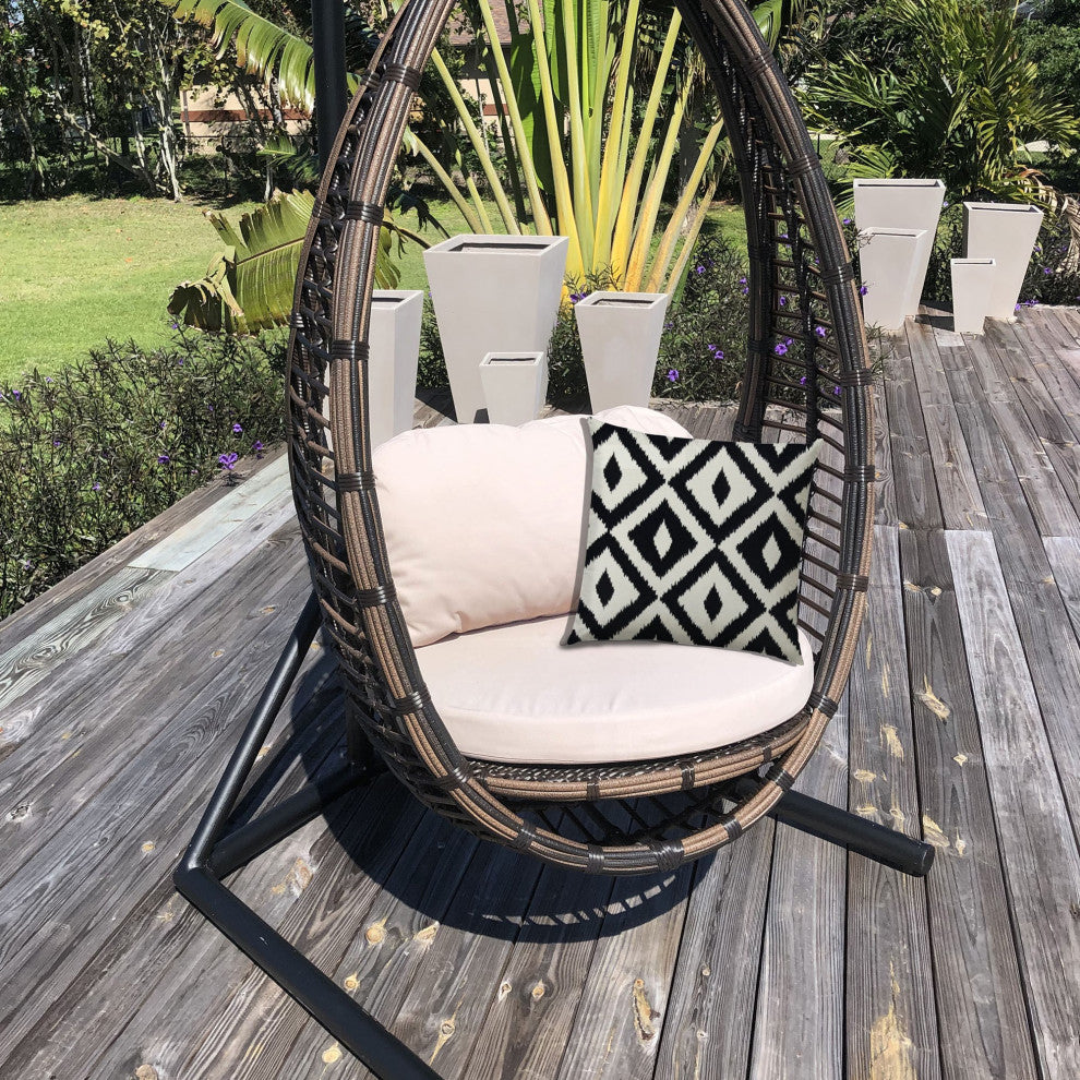 20" Black Diamonds Indoor Outdoor Zippered Pillow Cover