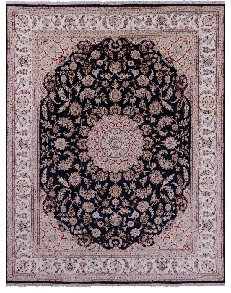 Handmade Wool & Silk Persian Nain Rug 8' 2" X 10' 5" - Q14722