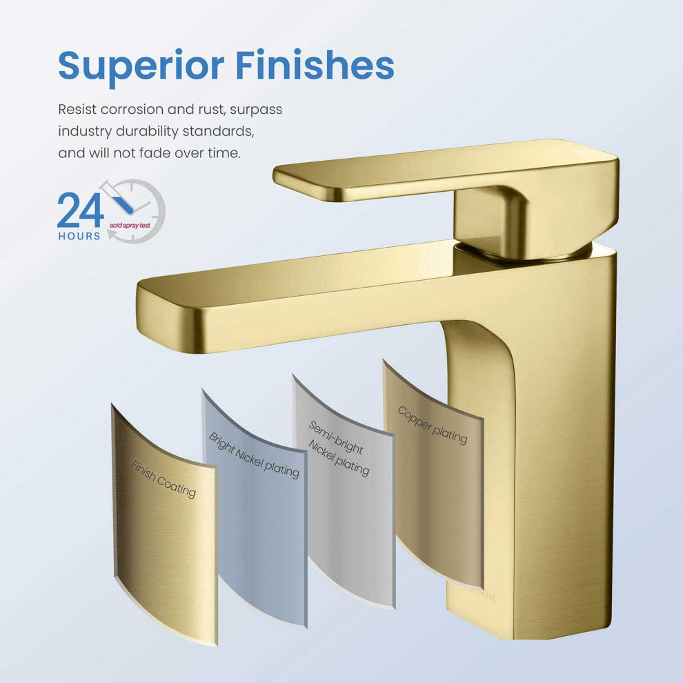 Blaze Single Handle Bathroom Sink Faucet, Brushed Gold