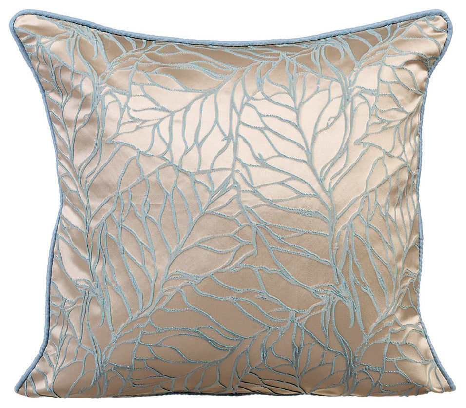 Blue Decorative Pillow Covers 18"x18" Silk, Morning Currents